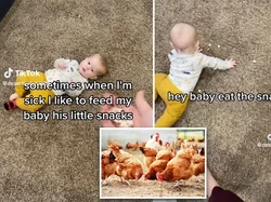 Aneh! Ibu Ini Ajarkan Anaknya Makan di Lantai Seperti Ayam