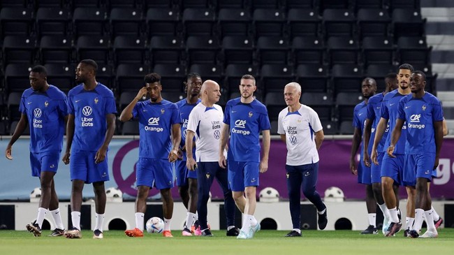 Penyerang Prancis Kylian Mbappe absen latihan, Selasa (6/12), beberapa hari jelang laga melawan Inggris pada babak perempat final Piala Dunia 2022.