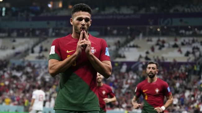 Berikut lima fakta Goncalo Ramos usai laga Portugal vs Swiss termasuk mengalahkan Cristiano Ronaldo dan Lionel Messi.