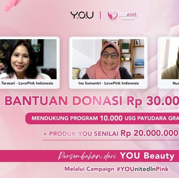 img-title YOU Beauty Kumpulkan Donasi dalam Mendukung Gerakan 10.000 USG Payudara Gratis Bersama Lovepink