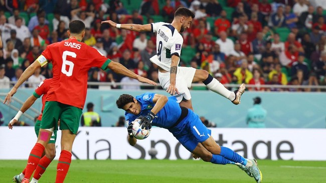 Satu-satunya gol yang bersarang ke gawang Maroko di Piala Dunia 2022 justru datang dari gol bunuh diri pemain Singa Atlas.