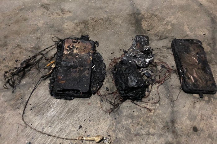 The house burned down because the cellphone exploded