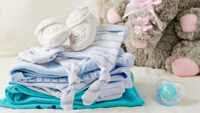 Baby clothes for newborn. In pastel colors