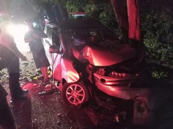 Mobil Ringsek Usai Hantam Pohon di Jalur Tengkorak Denpasar-Gilimanuk