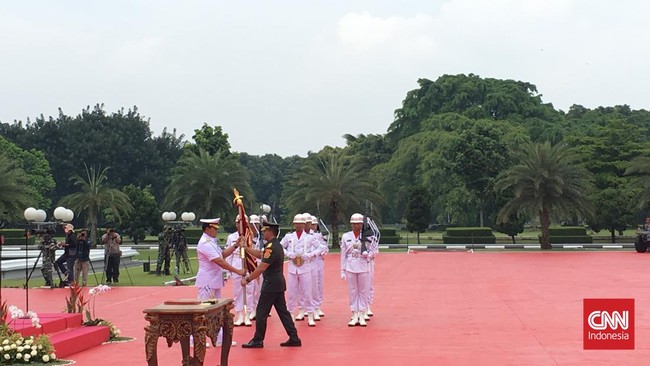 Upacara serah terima jabatan Pangima TNI dari Jenderal Andika Perkasa ke Laksamana Yudo Margono dihelat di Mabes TNI Cilangkap, Jakarta Timur.