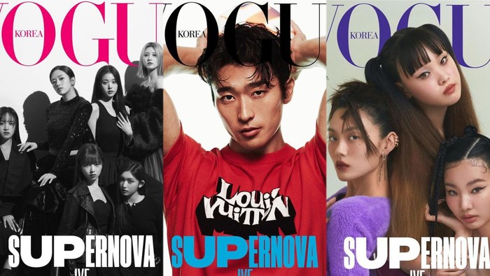 Majalah VOGUE menunjuk 3 artis yang sedang naik daun yaitu IVE, Cho Gue Sung, Lulu, Sua, dan Yeri Billlie untuk memancarkan aura elegan serta mahal yang telah melekat sebagai citra majalah./ Foto: instagram.com/voguekorea
