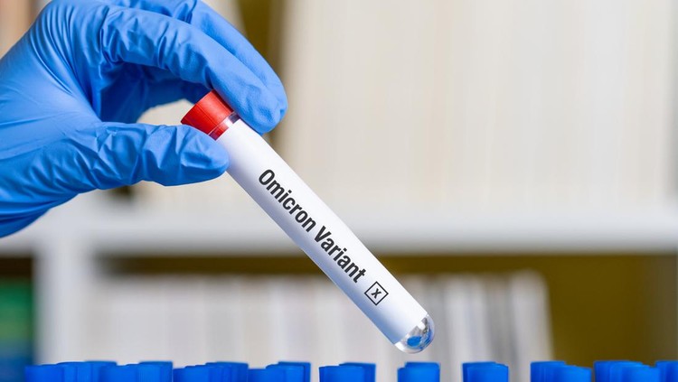 Ilustrasi Omicron BF.7 Omicron Variant on test tube - New Variant of Covid 19