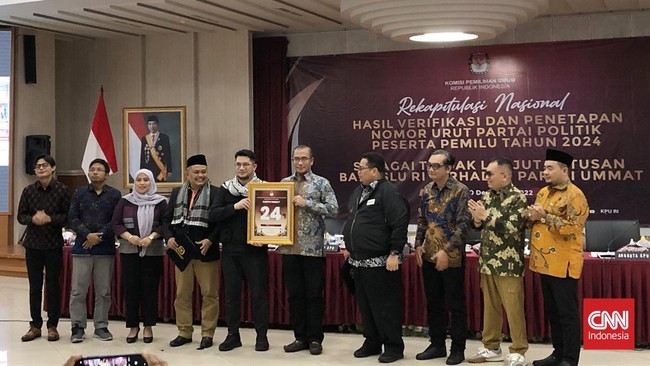 Partai Ummat mendapatkan nomor 24 sebagai partai peserta Pemilu 2024 setelah lolos verifikasi faktual di NTT dan Sulut.