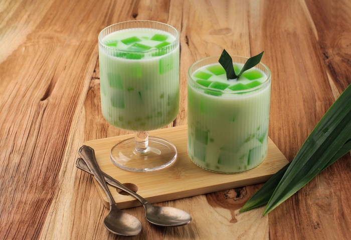 Buko Pandan Filipino Dessert Made from Yung Coconut, pearl, Creamer, and Jelly