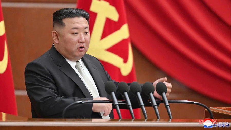 North Korean leader Kim Jong Un attends a session of the sixth enlarged meeting of the eighth Central Committee of the Workers' Party, in Pyongyang, North Korea, in this photo released on January 1, 2023 by North Korea's Korean Central News Agency (KCNA). KCNA via REUTERS