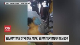 VIDEO: Selamatkan Istri Dan Anak, Suami Tertimbun Tembok