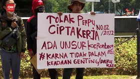VIDEO: Penampakan Massa Partai Buruh Demo Tolak Perppu Ciptaker