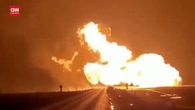 VIDEO: Ledakan Pipa Gas di Lithuania, Api Berkobar Setinggi 50 Meter