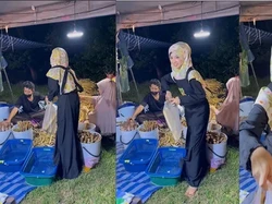 Masya Allah! Penjual Lemang Berhijab Mirip Raline Shah Ini Curi Perhatian