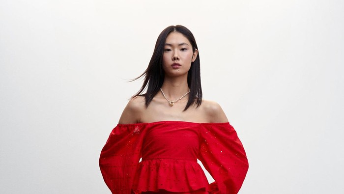 Mango - Blus Lengan Puff dan Celana Panjang Flat