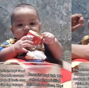 Demi Konten! Viral di TikTok Bayi Usia 7 Bulan Diberi Minum Kopi sampai Nasi Ayam Utuh, Duh!