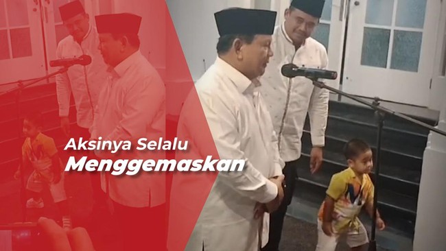 Prabowo Sedang Pidato, Aksi Nahyan Joget di Sampingnya Curi Perhatian