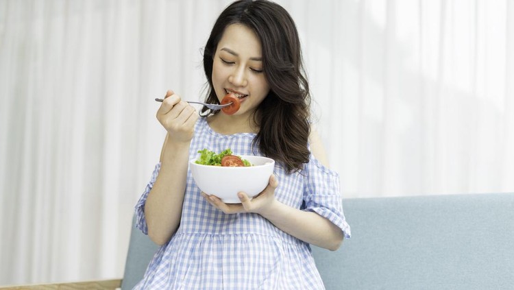 Ilustrasi Ibu Hamil Makan Ilustrasi Ibu Hamil Makan