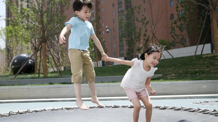 Children play outdoors