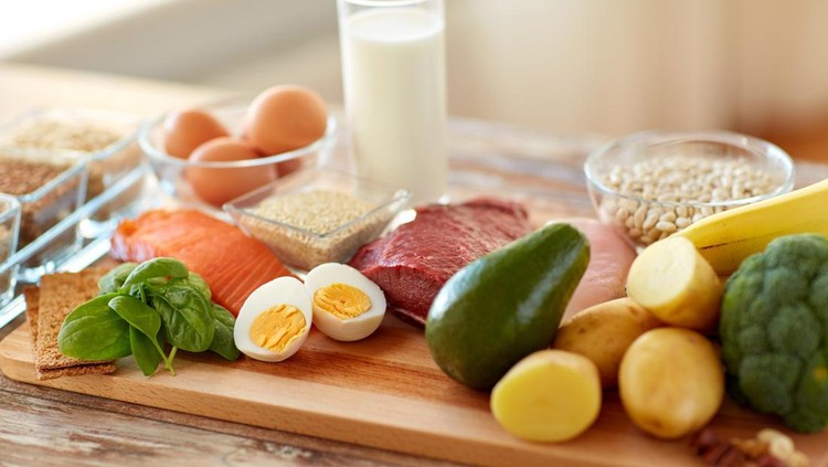 Ilustrasi Protein Hewani healthy eating and diet concept - natural rich in protein food on table
