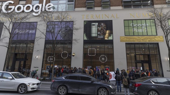 Demonstrators during an Alphabet Workers Union rally in New York, US, on Thursday, Feb. 2, 2023. The protest is in regards to Google's recent layoffs which left 12,000 employees without work. Photographer: Victor J. Blue/Bloomberg via Getty Images