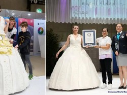 Keren! Gaun Pengantin Ini Dibuat dari Kue Terbesar di Dunia yang Bisa Dimakan