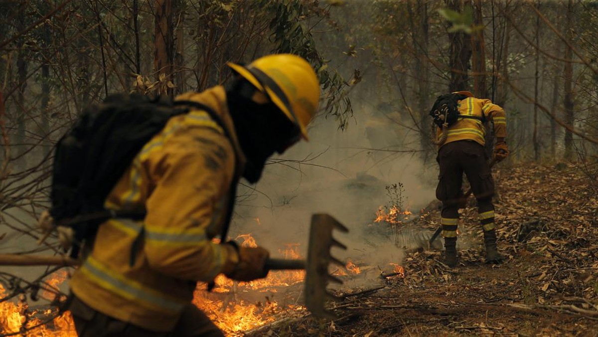 FOTO: Langit Jingga Tanah Membara Chile karena Kebakaran Hutan