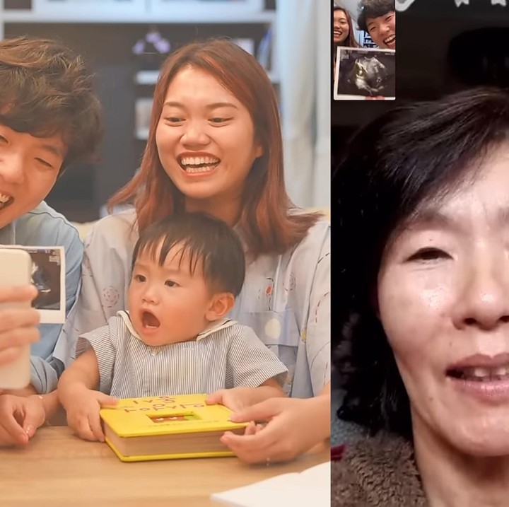<p>Tidak hanya orang tua Tara, orang tua Sangwon di Korea juga dihubungi melalui panggilan video. Sama seperti keluaga Tara, Ibu Sangwon juga mengharapkan cucu perempuan di kehamilan kali ini. (Sumber: Youtube TaraWoni TV)</p>