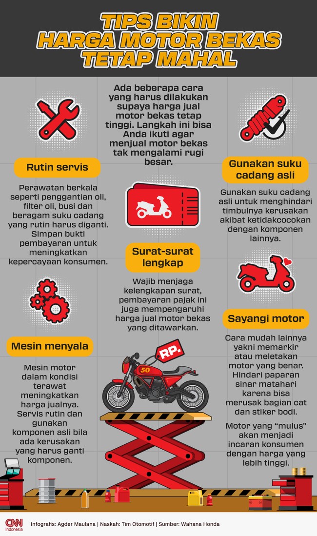 Motor bekas bakal semakin bernilai bila pemiliknya apik melakukan perawatan.