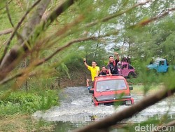Serunya Naik Jip di Pantai Glagah Kulon Progo, Basah-basahan di Laguna
