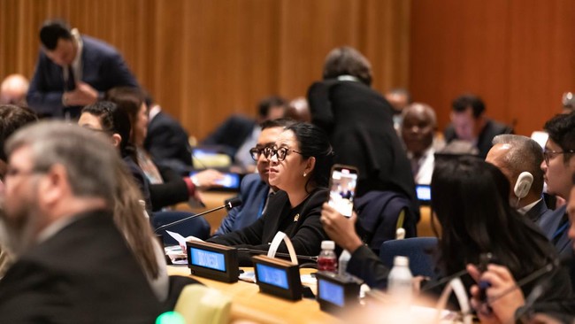 Ketua DPR RI Puan Maharani berbicara di sidang PBB mengenai pembangunan infrastruktur sanitasi dan air bersih yang membutuhkan investasi besar.
