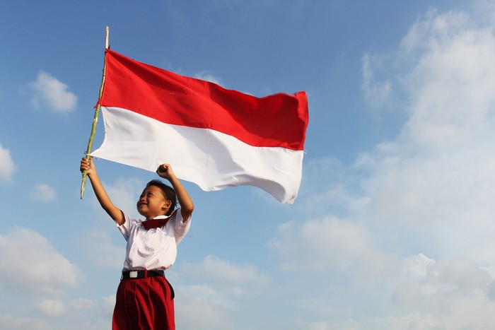 Student with Indonesian flag