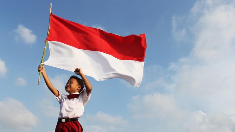 Student with Indonesian flag
