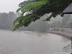 Jokowi Cek Normalisasi Ciliwung di Tengah Hujan: Ini Masuk Angin Semua