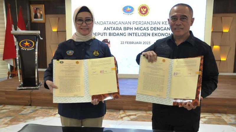 Badan Pengatur Hilir Minyak dan Gas Bumi (BPH Migas) menandatangani Perjanjian Kerja Sama (PKS) dengan Deputi Bidang Intelijen Ekonomi Badan Intelijen Negara