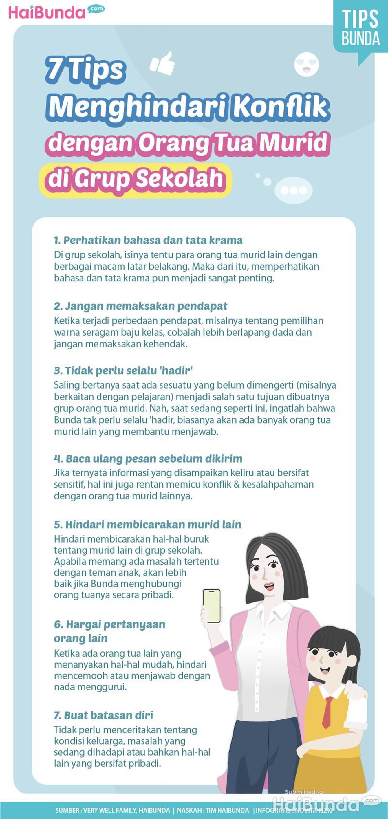 Infografis 7 Tips Menghindari Konflik dengan Orang Tua Murid di Grup Sekolah Infografis 7 Tips Menghindari Konflik dengan Orang Tua Murid di Grup Sekolah