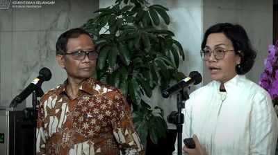 Press Statement Menteri Keuangan dan Menkopolhukam Terkait Temuan PPATK. (Tangkapan Layar Youtube)