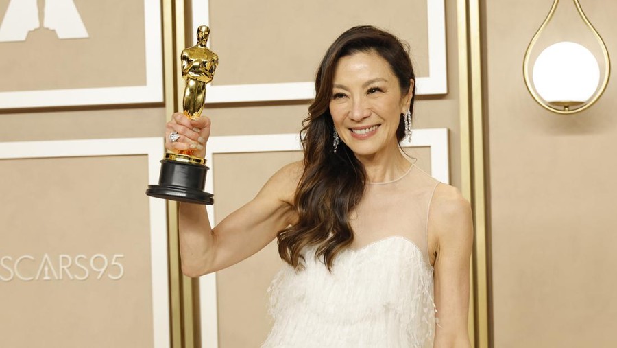 HOLLYWOOD, CALIFORNIA - MARCH 12: Michelle Yeoh, winner of the Best Actress in a Leading Role award for 