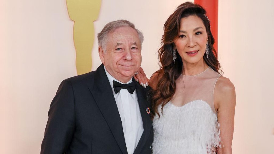 Michelle Yeoh and Jean Todt at the 95th Annual Academy Awards held at Ovation Hollywood on March 12, 2023 in Los Angeles, California. (Photo by Gilbert Flores/Variety via Getty Images)