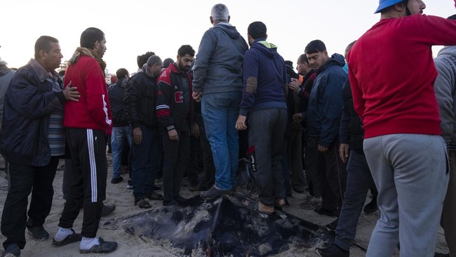 FOTO:  Puluhan Ikan Pari Langka Terdampar di Pantai Gaza