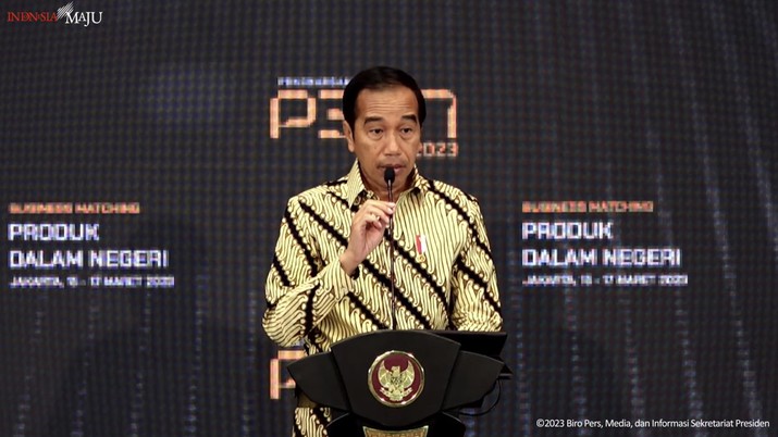 Sambutan Presiden Jokowi Pada Pembukaan Business Matching Produk Dalam Negeri, 15 Maret 2023. (Tangkapan Layar Youtube)