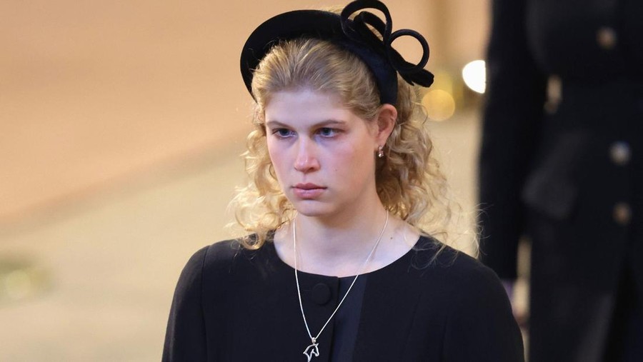 1424657702 LONDON, ENGLAND - SEPTEMBER 17: Lady Louise Windsor is seen during a vigil in honour of Queen Elizabeth II at Westminster Hall on September 17, 2022 in London, England. Queen Elizabeth II's grandchildren mount a family vigil over her coffin lying in state in Westminster Hall. Queen Elizabeth II died at Balmoral Castle in Scotland on September 8, 2022, and is succeeded by her eldest son, King Charles III. (Photo by Chris Jackson/Getty Images)