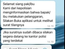 Dapat Surat Tilang di WhatsApp, Ini yang Harus Dilakukan