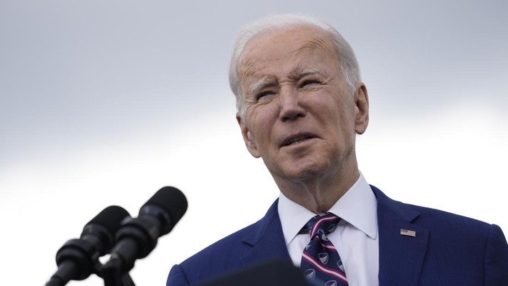 President Joe Biden speaks about jobs during a visit to semiconductor manufacturer Wolfspeed Inc., in Durham, N.C., Tuesday, March 28, 2023. (AP Photo/Carolyn Kaster)