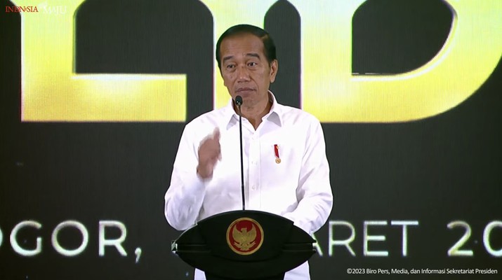 Sambutan Presiden Jokowi pada Peresmian Kawasan Ekonomi Khusus Lido, 31 Maret 2023. (Tangkapan layar youtube Setpres RI)
