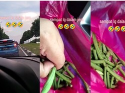 Terjebak Macet, Wanita Ini Nyambi Potong Kacang Panjang di Mobil untuk Masak