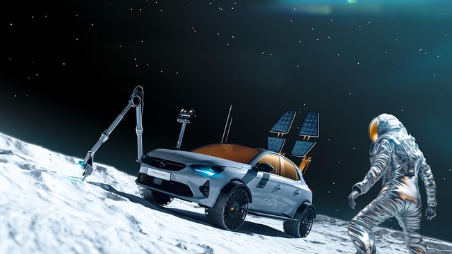 Opel meluncurkan gambar mobil wisata Opel Corsa Moon II untuk digunakan di Bulan.