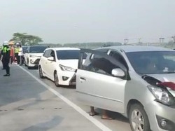 Gegara Raize Ngerem Mendadak, Kendaraan Pemudik Laka Beruntun di Tol Mojokerto