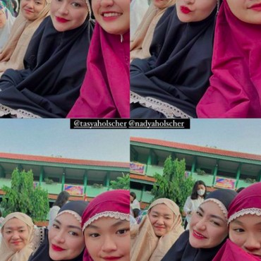 Nathalie Holscher Lebaran Perdana Bersama Adik yang Baru Mualaf