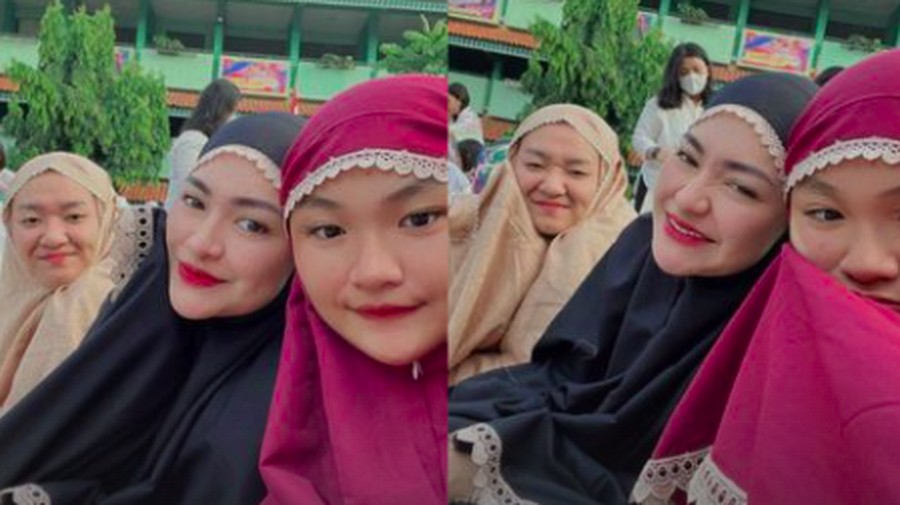 Nathalie Holscher Lebaran Perdana Bersama Adik yang Baru Mualaf